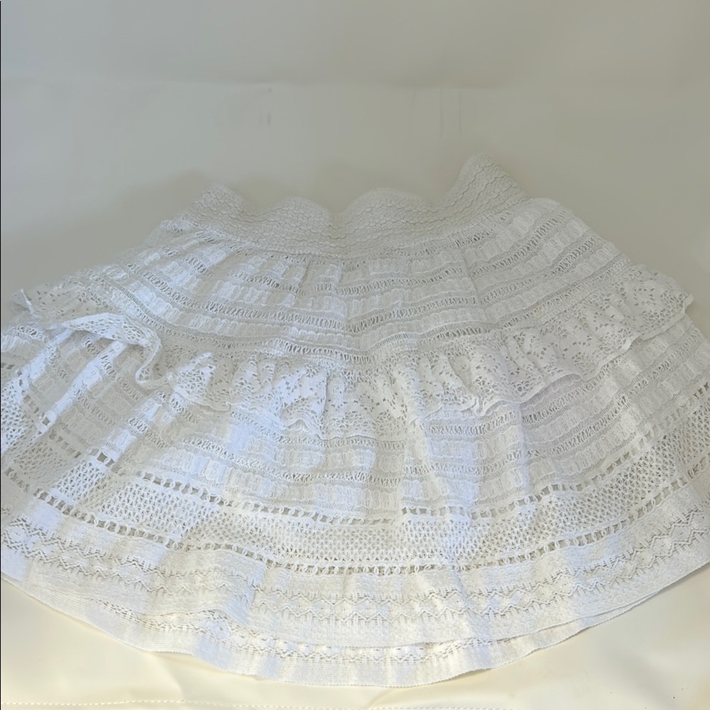 Aerie White Skirt with Ruffled Tiers